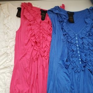 3 Ruffle Front Sleeveless Knit Tops
